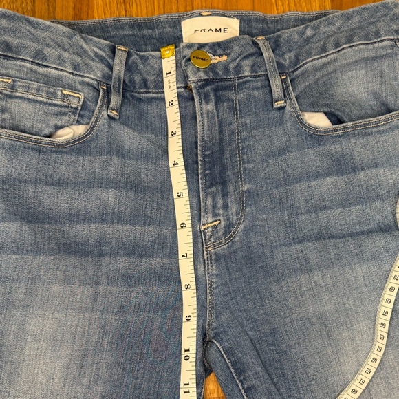 FRAME Le Crop Mini Boot Jeans Size 28 Blue Raw Hem Mid-Rise Bootcut Denim - Picture 7 of 7